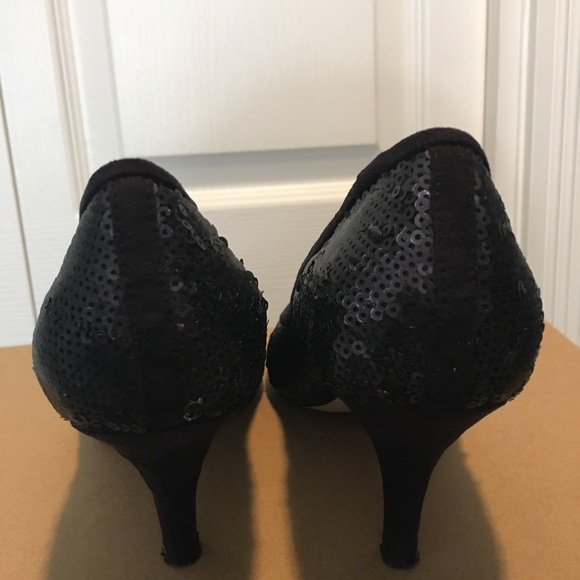 Banana Republic black sequin peep toe heels size 8 - Picture 7 of 14